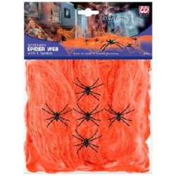 TELARAÑA NARANJA DE 100 G CON 5 ARAÑAS