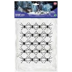 -TELARAÑA BLANCA DE 500 G CON 20 ARAÑAS