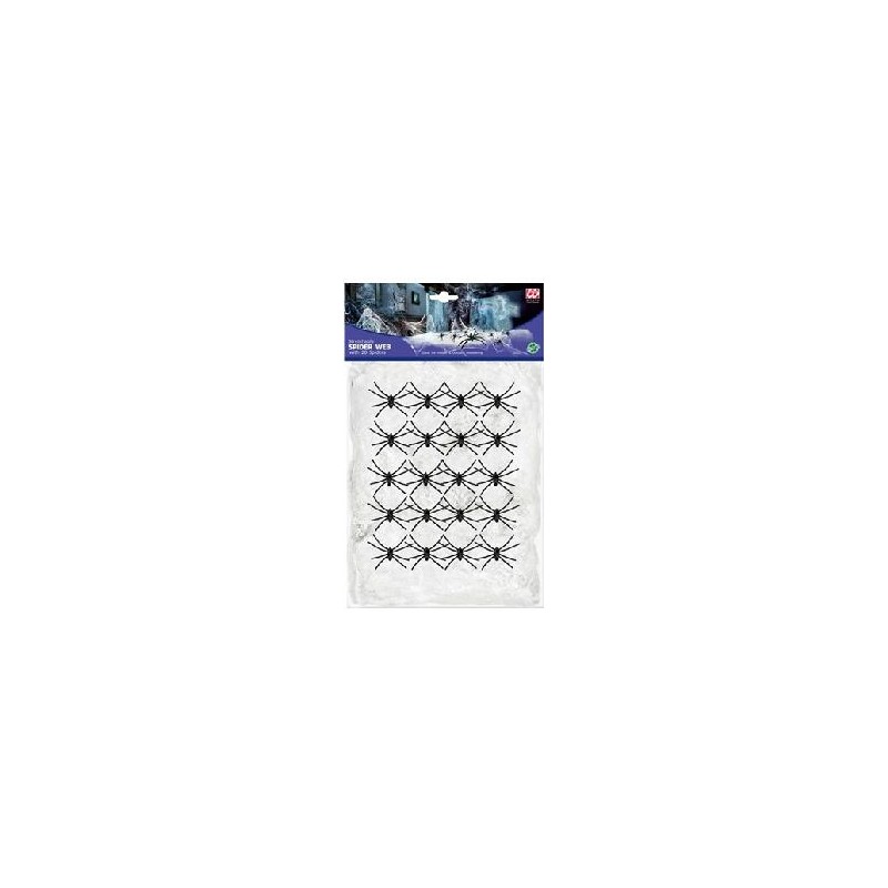 -TELARAÑA BLANCA DE 500 G CON 20 ARAÑAS