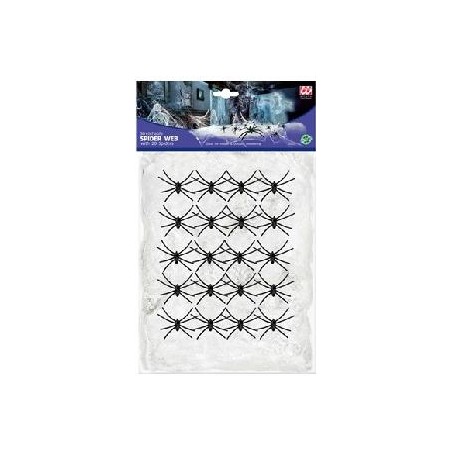 -TELARAÑA BLANCA DE 500 G CON 20 ARAÑAS