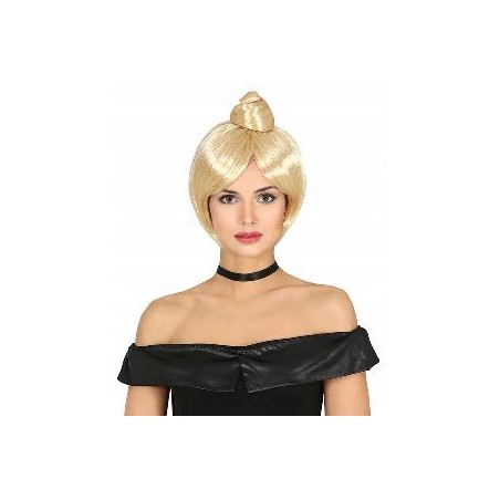 -PELUCA CON MOÑO RUBIA EN CAJA