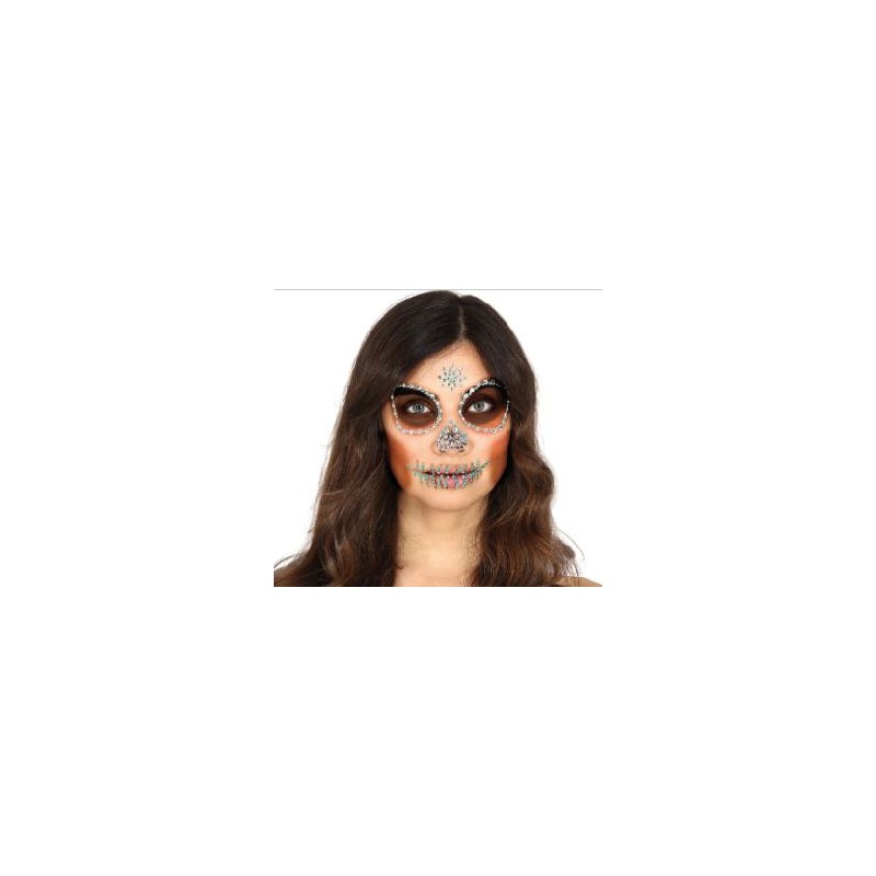 -JOYAS FACIALES ADHESIVAS CALAVERA VERDE