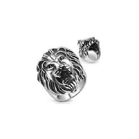 ANILLO ACERO  CABEZA LEON PEQUEÑA