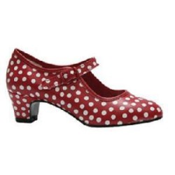 -ZAPATO FLAMENCO POLIPIEL ROJO LUNARES 35