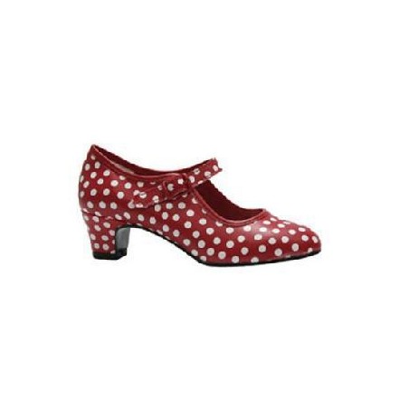 -ZAPATO FLAMENCO POLIPIEL ROJO LUNARES 35