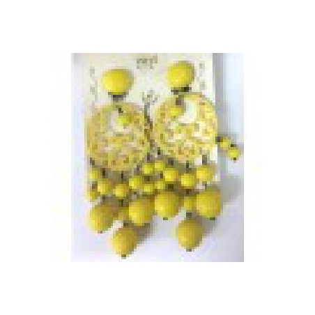 PENDIENTE LARGO ABALORIOS AMARILLOS