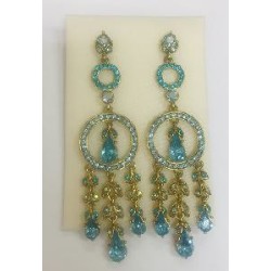 PENDIENTES JOYA PIEDRAS AZULES DOS AROS