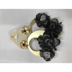 PENDIENTES CESTA ARO FLOR NEGRA