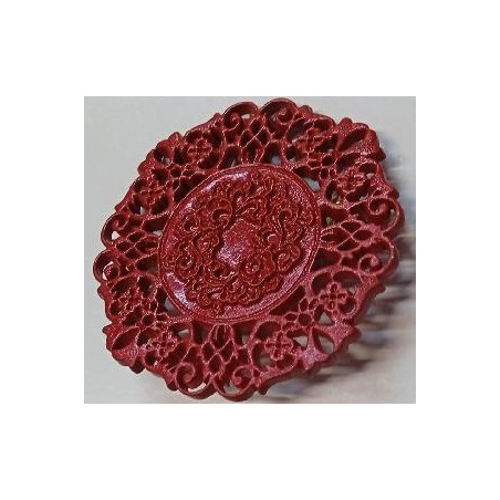 SET BROCHE Y PEINETA GRANATE