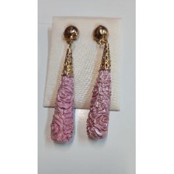 PENDIENTES LARGOS ROSAS DORADOS