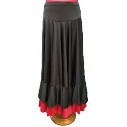 -FALDA 2 VOLANTES COLOR NEGRO Y ROJO S