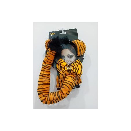 CONJUNTO DIADEMA PAJARITA Y RABO TIGRE