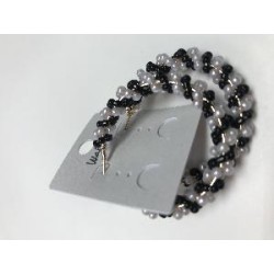 PENDIENTES ARO PERLAS Y CUENTAS NEGRAS