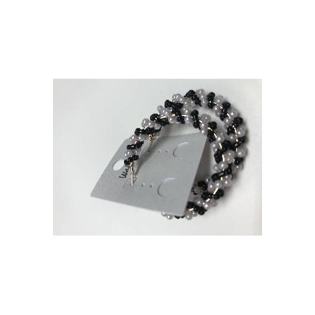 PENDIENTES ARO PERLAS Y CUENTAS NEGRAS