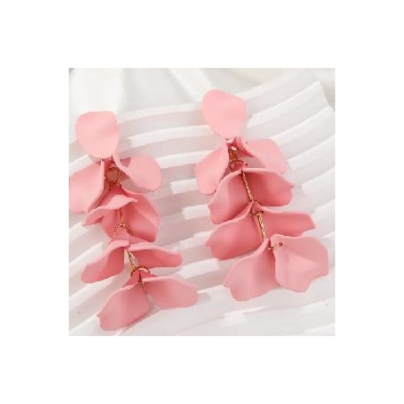 PENDIENTE HOJAS ROSA PALO