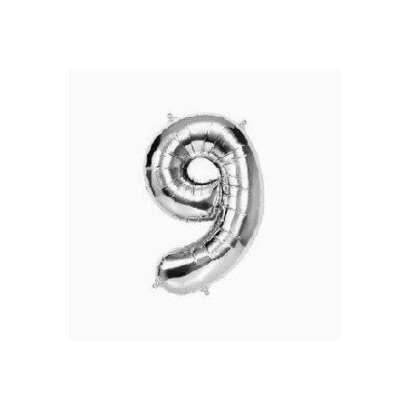 -GLOBO FOIL PLATA METALIZADO Nº 9