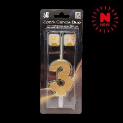 -SET BENGALA Y VELA ORO Nº 3