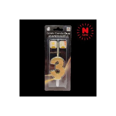 -SET BENGALA Y VELA ORO Nº 3