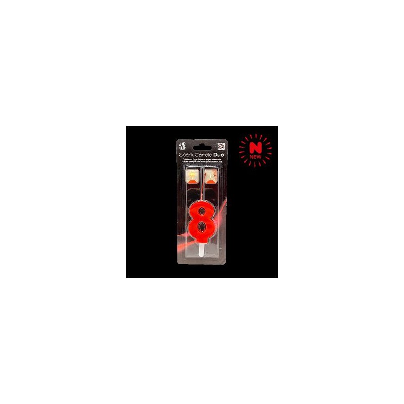 -SET BENGALA Y VELA ROJO Nº 8