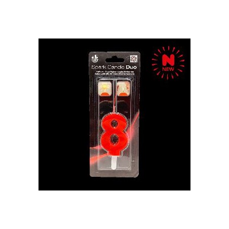 -SET BENGALA Y VELA ROJO Nº 8