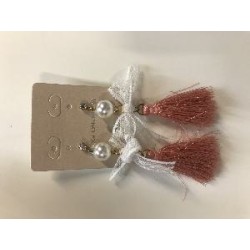 PENDIENTE FLECO BOTON PERLA SALMON