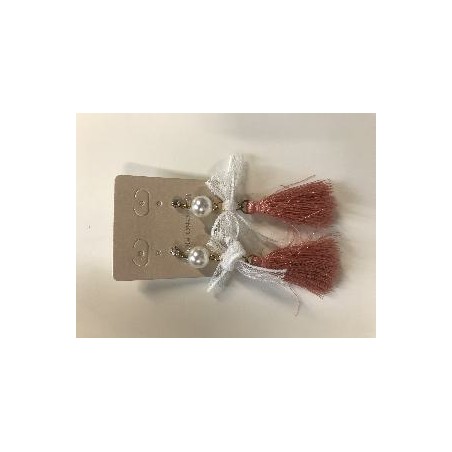 PENDIENTE FLECO BOTON PERLA SALMON