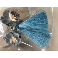 PENDIENTE FLECO AZUL CLARO FLOR