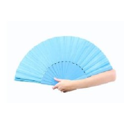 ABANICO DE MADERA AZUL CIELO