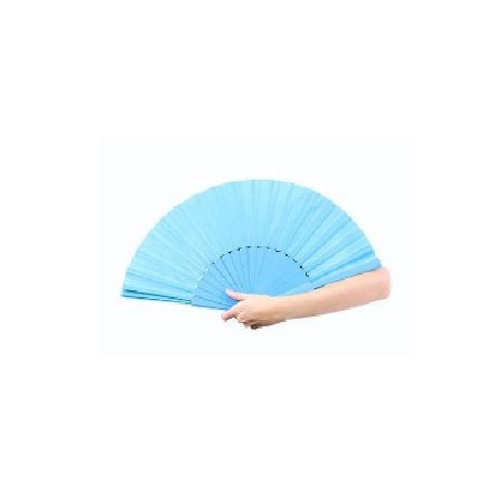 ABANICO DE MADERA AZUL CIELO
