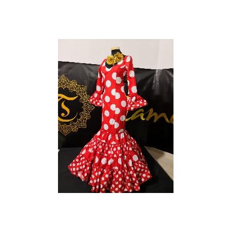 -VESTIDO ALMERIA ROJO LUNAR GALLETA BLANCO 40