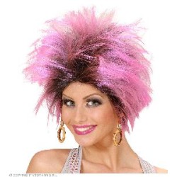 -PELUCA URBANA CON PENDIENTES ROSA Y NEGRA