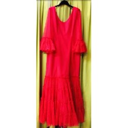 -VESTIDO SEVILLA ROJO PLUMETI CANASTERO 44