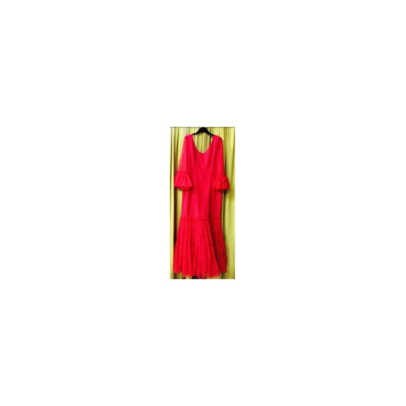 -VESTIDO SEVILLA ROJO PLUMETI CANASTERO 44