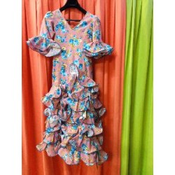 -VESTIDO ALCAZAR SALMON ESTAMPADO FLORES ROSAS AZULES 30