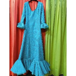 VESTIDO FLAMENCO LORETO VERDE AGUA LUNAR NEGRO LENTEJA 42