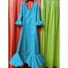 VESTIDO FLAMENCO LORETO VERDE AGUA LUNAR NEGRO LENTEJA 42