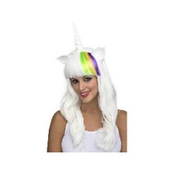 -PELUCA BLANCA UNICORNIO CON OREJAS