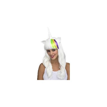 -PELUCA BLANCA UNICORNIO CON OREJAS