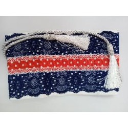 FAJIN CALADO AZUL CON PASAMANERÍA ROJA