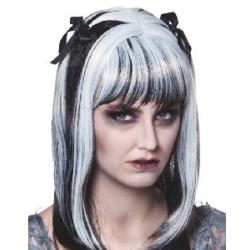 -PELUCA ZOMBIE MUJER BLANCO Y NEGRO