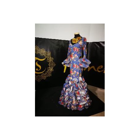 -VESTIDO ANTONIA AZUL LAVANDA CON ESTAMPADO DE FLORES 40