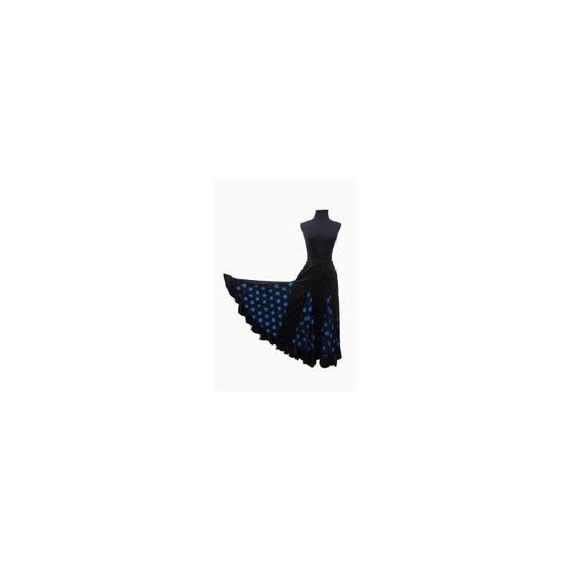 -FALDA FLAMENCA NEGRA CON GODETS AZUL L