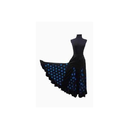 -FALDA FLAMENCA NEGRA CON GODETS AZUL L