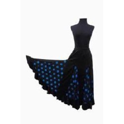 -FALDA FLAMENCA NEGRA CON GODETS AZUL XXL