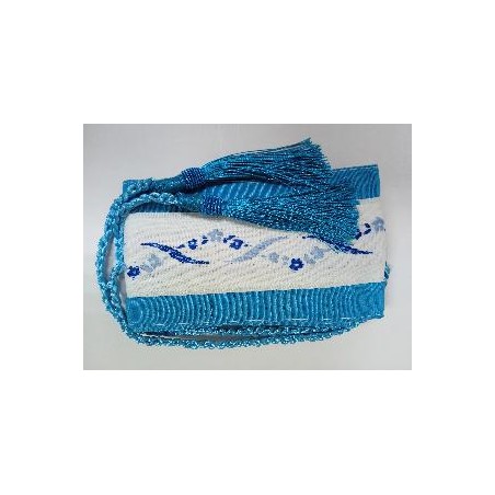 FAJIN AZUL Y BLANCO BORDADOS AZULES PASAMANERIA