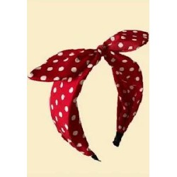 DIADEMA LAZO ROJO LUNAR BLANCO