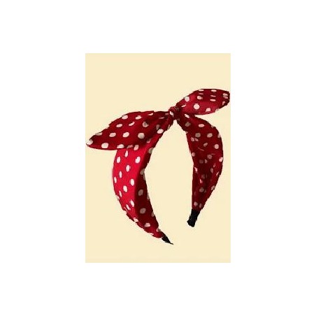 DIADEMA LAZO ROJO LUNAR BLANCO