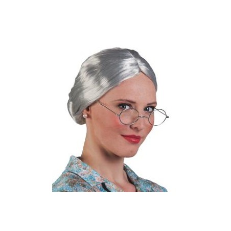 -PELUCA ABUELA CON MOÑO GRIS