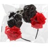 -DIADEMA CALAVERA CON FLORES NEGRA Y ROJA CATRINA