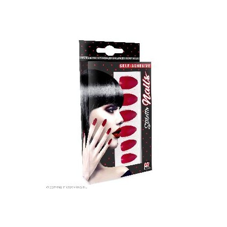 -SET UÑAS ESTILETE AUTOADHESIVAS ROJAS